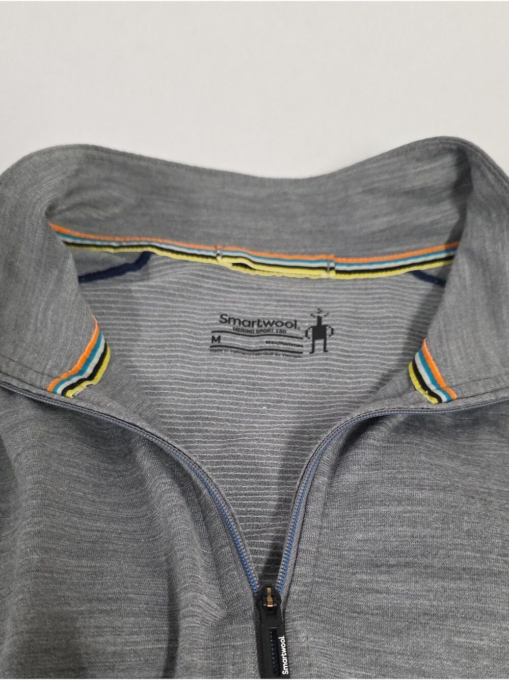 Smartwool Merino Sport 150 1/4 Zip Long Sleeve Pullover Gray Blue - Size Medium - Picture 12 of 13